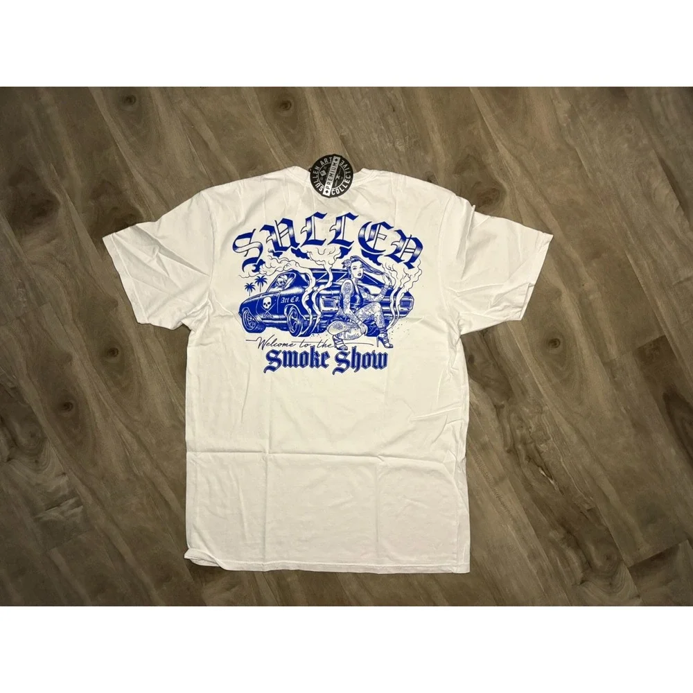 Sullen Smoke Show Premium T-Shirt White Size L Tattoo Art‎ Graphic Tee NWT